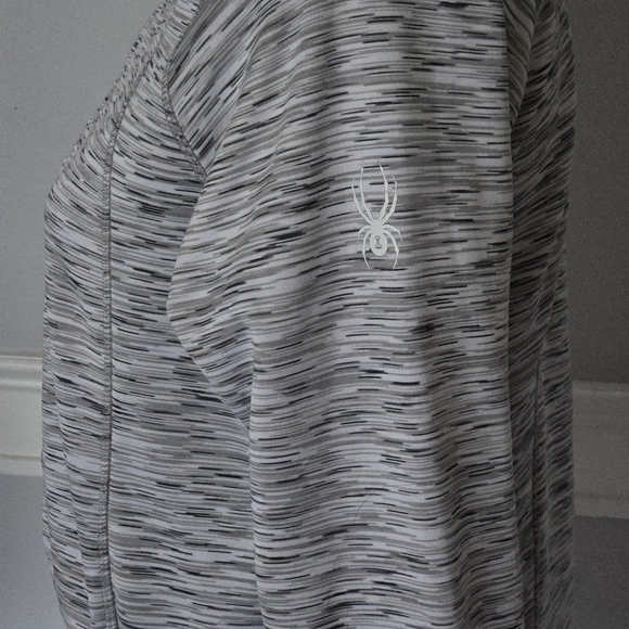 Spyder Active Women's L Mottled Gray Hooded Top Long Sleeve Full Zip Logo_FLAW - Picture 15 of 16